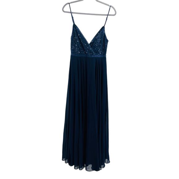 LULU'S SZ XS Memorable Mystique Navy Blue Sleeveless Sequin Maxi Dress NEW B18 - Picture 3 of 9
